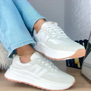 Tenis N blancos con gris