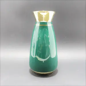 jarrón decorativo Verde con borde dorad