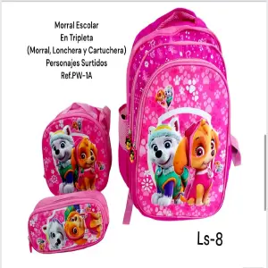 Kit trio escolar para niña 3 bolsillos