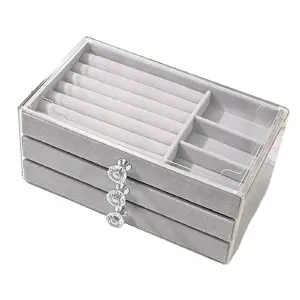 Mini Joyero 3 Cajones Estuche Gris