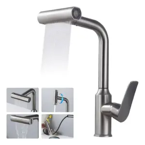 Grifo de Cocina en Cascada con Rociador