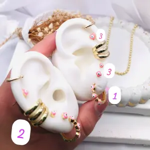 KIT Aretes Ojo Turco Rosado