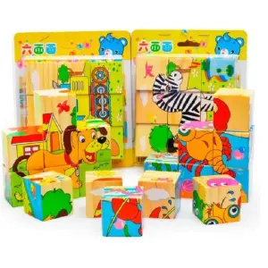 ROMPE CABEZAS INFANTIL DE MADERA 6 CARAS