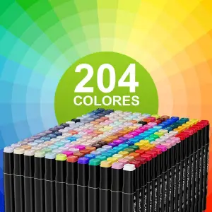 Marcadores de Doble Punta GURIGHT: ¡204 Colores Vibrantes! - Marcadores 204 piezas doble punta 😍🌈🖍
