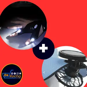 combo ventilador gorra+guante linterna