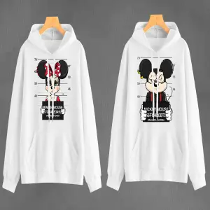 Buzo, Buso Hoodie Blanco Mickey Y Minnie