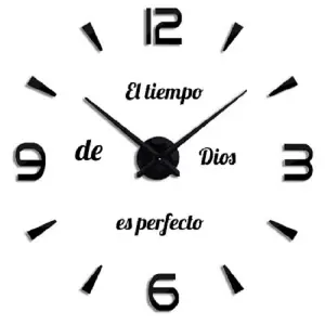 RELOJ GRANDE NEGRO + FRASE EN VINILO