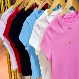 zBLUSA RIB MANGA CORTA