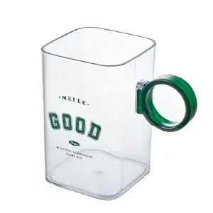 Pocillo Vaso Asa Verde Transparente