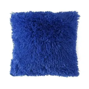 Cojin x2 Decorativo Peludo Azul Rey