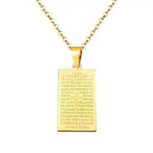 Collar Padre Nuestro Placa Acero Inoxida