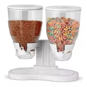 DISPENSADOR DE CEREAL DOBLE BLANCO Y NEG