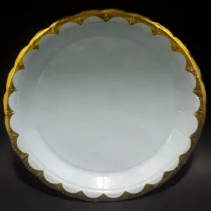 PLATO AZUL BORDE DORADO 18CM  X 10 UNID