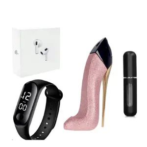 Good girl pink+airpods+reloj+perfumero