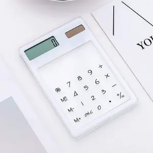 CALCULADORA TRANSPARENTE BLANCA