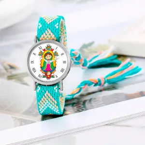 Reloj Virgen Guadalupe Plateado Tejido