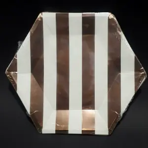 PLATO HEXAGONAL BLANCO ORO ROSA METALIZ