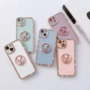 IPHONE 11 FUNDA DIAMANTE LILA POP SOCKET