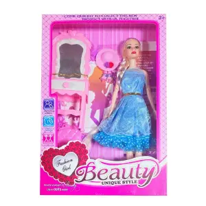 Muñeca Vestido Tocador Sombrero Peinador