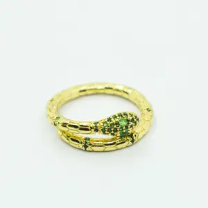 ANILLO DORADO SERPIENTE ESMERALDA