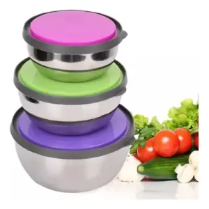 Set X3 Bowls Tazones En Acero Inoxidable