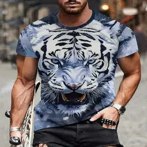 Camiseta tigre azul en 3D