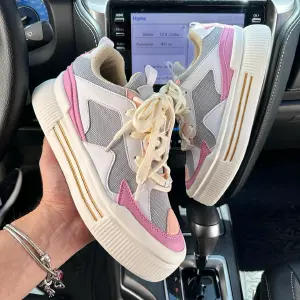 Tenis Dama Rosa con Gris y Beige