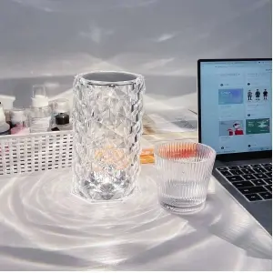 LAMPARA CRISTAL EFECTO ROSA