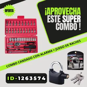 Combo Candado Alarma + Juego de Raches
