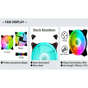 Kit 4 Ventiladores Rgb Y Argb, Hub, Cont