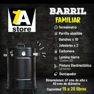 BARRIL ASADOR AHUMADOR CON TERMOMETRO