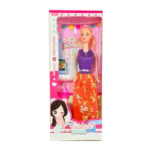 Muñeca Vestido Multicolor Con Reloj