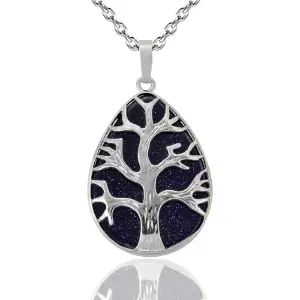Collar Cuarzo Lluvia De Plata Arbol Oval