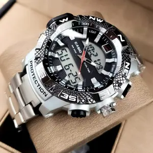 RELOJ CASIO ACERO DOBLE HORA PLATEADO