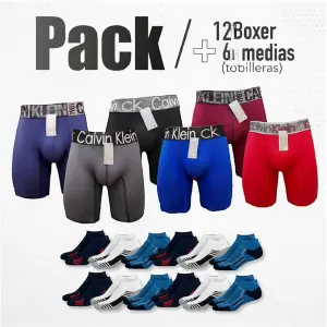 12 BOXER HOMBRE  ECO + 6 MEDIAS (3 par)