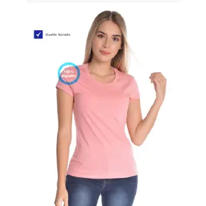 Camiseta  Dama Cuello R Cuello Licrado