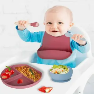 SET VAJILLA SILICONA ALIMENTACION BEBES