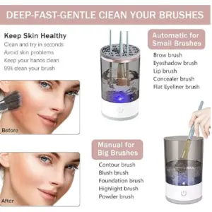Limpiador de brochas de maquillaje eléct