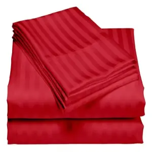 Juego Sabanas Cama Queen Rojo De Lujo