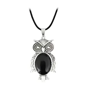 Collar Búho Sabiduria Suerte Onix Cuarzo