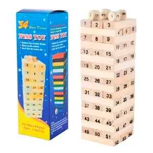 Juego De Mesa Jenga Bloques Madera 54Pcs