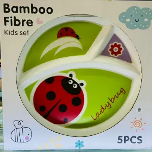 set  vajilla x 5 piezss  fibra de bambu
