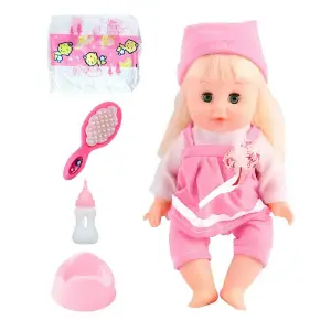Muñeco Bebe Vestido Rosa Pañal Vacinilla
