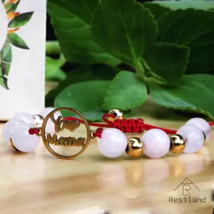 Pulsera de Cuarzo Rosa: Yo amo a mamá