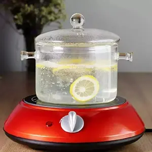 Olla de vidrio con tapa