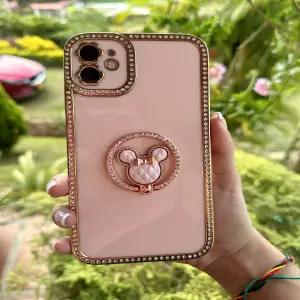 Funda Diamante Rosa para iPhone 11 con Pop Socket - IPHONE 11 FUNDA DIAMANTE ROSA POP SOCKET
