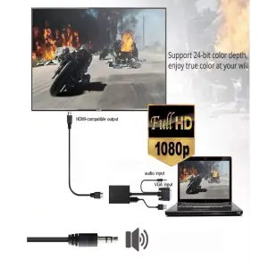 Convertidor Vga A Hdmi + Audio