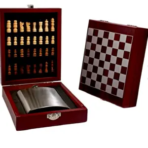 Combo Ajedrez Con Licorera caja madera