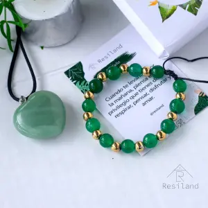 Combo Aventurina y Colgante Corazón Jade