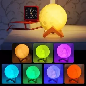 Lámpara Led Luna 3d Decorativa Cambia De